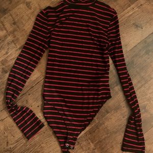 Black and Red Striped Bodysuit